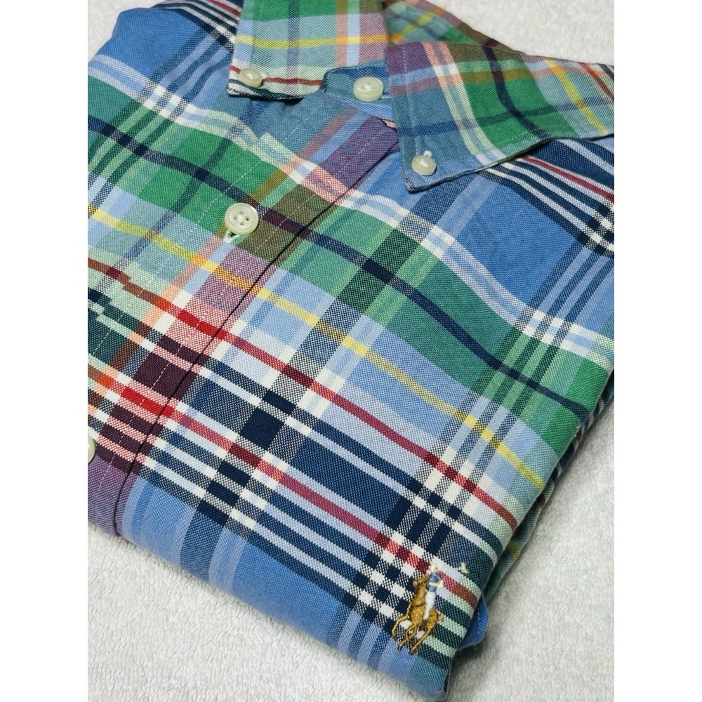 Polo Ralph Lauren Button-Down Men's L Oxford, Cotton Plaid Multicolor Pony EUC